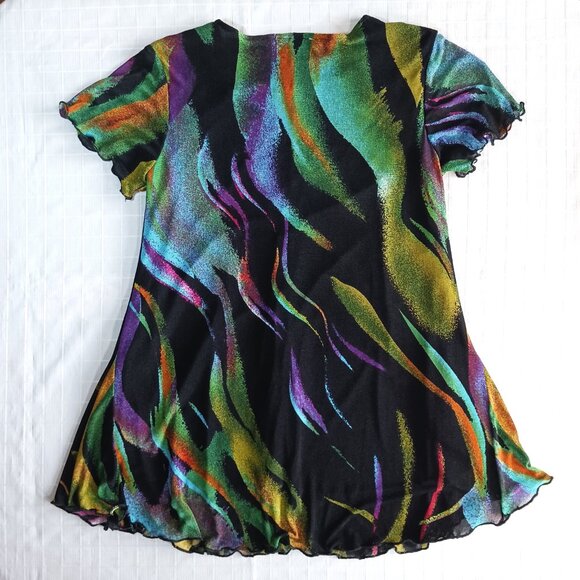 Serengeti Colorful Long Ruffle Tunic with Neck Sparkles Size S - Picture 10 of 11